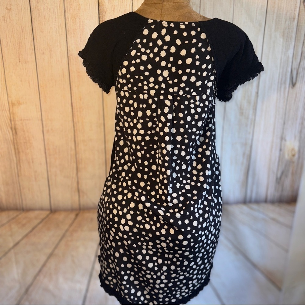 Umgee Black Blouse with chiffon Polka Dot back, boho, tunic​​ - Picture 6 of 13